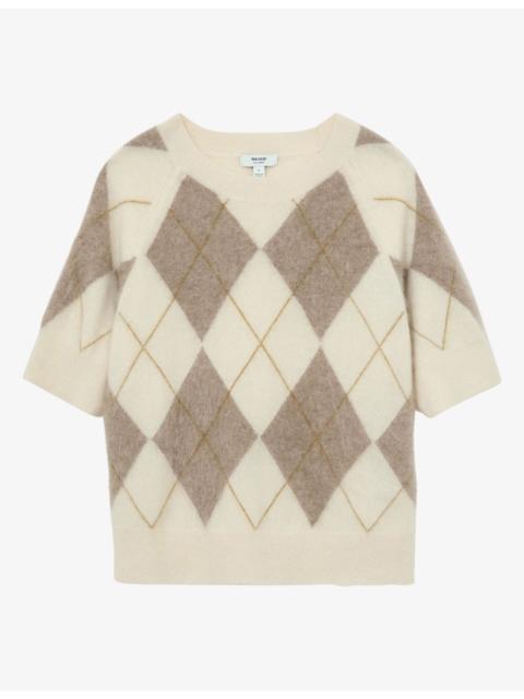 REISS Aimee Argyle-Knit Cashmere Top