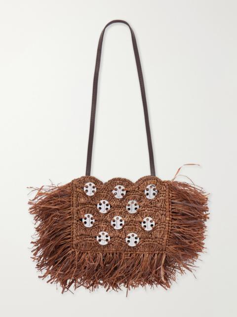 rabanne Embellished Raffia Shoulder Bag