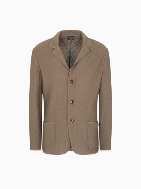 GIORGIO ARMANI SINGLE-BREASTED JACKET IN A JACQUARD COTTON KNIT