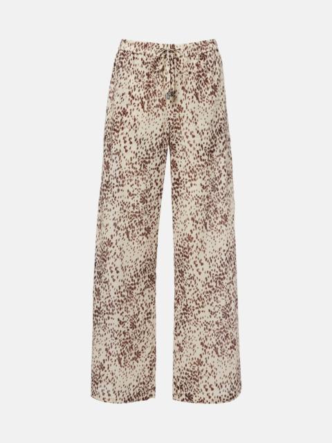 THE ATTICO Leopard-print cotton wide-leg pants