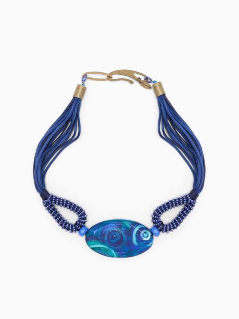 GIORGIO ARMANI FABRIC CHOKER NECKLACE WITH GLASS ELEMENTS