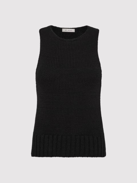 Linen Silk Blend Tank - Black