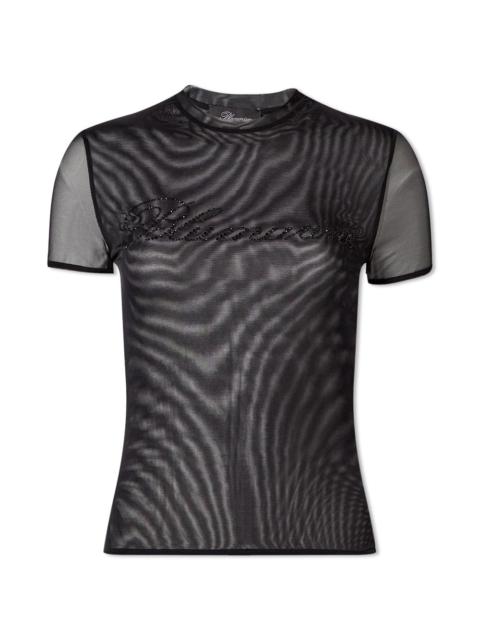 Blumarine Blumarine Cystal Logo Mesh T-Shirt