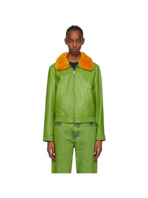 Marni Green Zip Shearling Jacket
