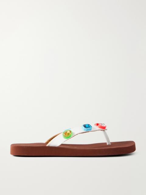 Marni Embellished Coated Flip Flops