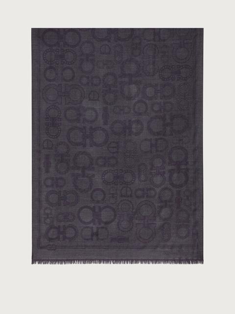 FERRAGAMO GANCINI WOOL AND SILK SCARF