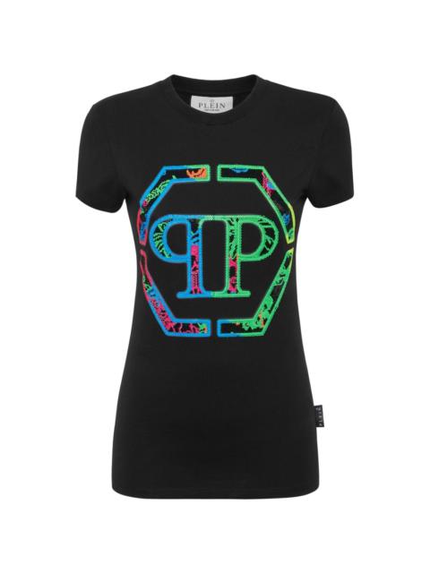 Sexy Pure rhinestone-embellished T-shirt