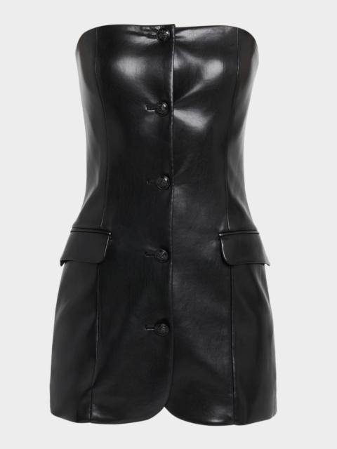 Alice + Olivia Madison Strapless Vegan Leather Mini Dress