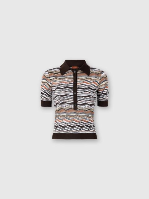 Missoni Short Sleeve Polo with Wave Pattern