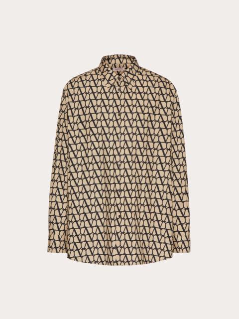 Valentino LONG SLEEVE COTTON SHIRT WITH TOILE ICONOGRAPHE PRINT