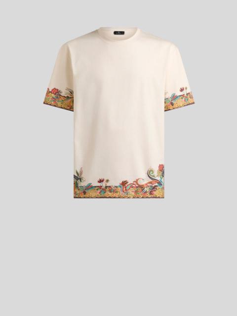 Etro COTTON JERSEY T-SHIRT WITH PLACED PAISLEY PRINT