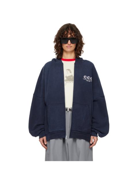 WILLY CHAVARRIA Navy 'CCC' Hooligan Zip Through Hoodie