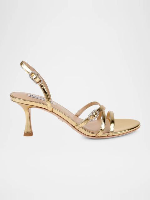 BADGLEY MISCHKA 65mm Yukon Embellished Satin Slingback Sandals