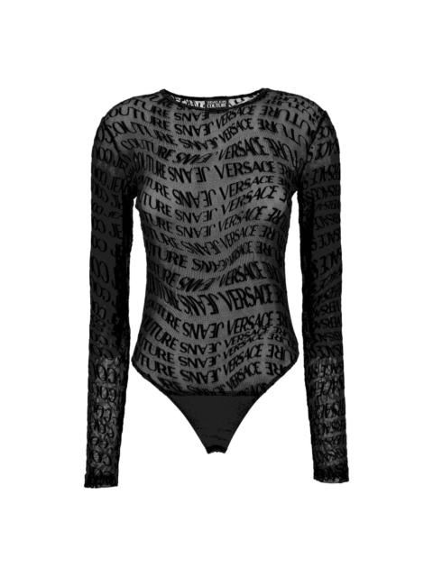 VERSACE JEANS COUTURE logo-print mesh bodysuit
