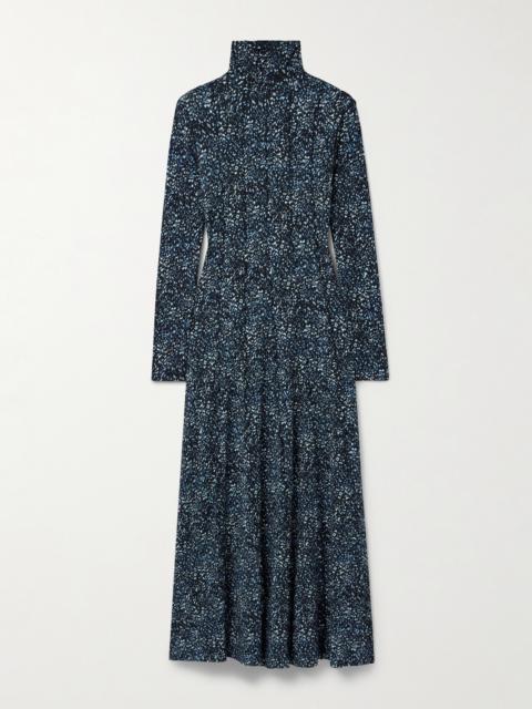 Proenza Schouler Mabel Ruffled Cheetah-print Jersey Turtleneck Maxi Dress