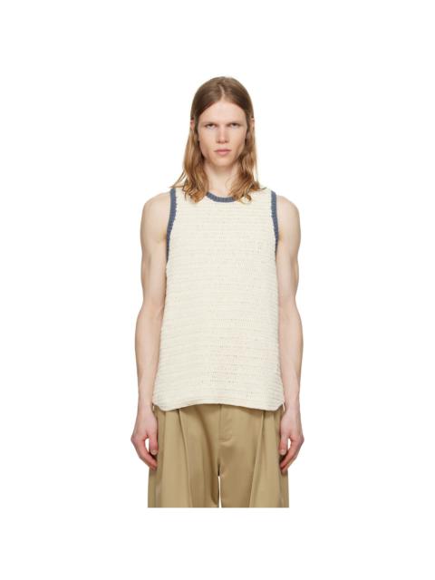 RICE NINE TEN Off-White Crochet Trim Tank Top