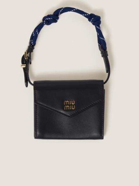 Miu Miu Leather wallet with leather and cord shoulder strap