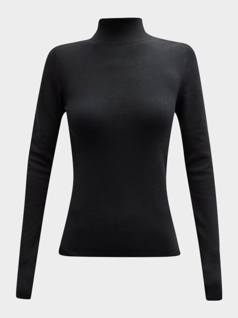 JOSEPH Long-Sleeve Stretch Silk Turtleneck Pullover
