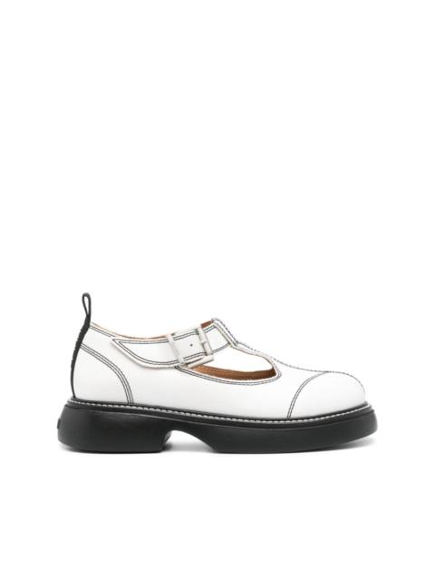 GANNI contrast-stitching flat pumps