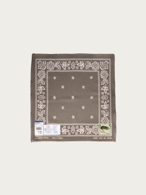 Kapital Fastcolor Selvedge Bandanna (ESCARGOT FLOWER) 15x15 - Khaki