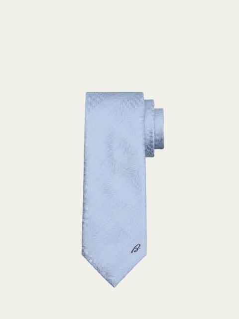 Brioni Men's Embroidered Herringbone Silk Tie
