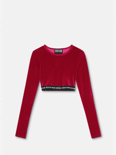 VERSACE JEANS COUTURE Logo Velvet Crop Top