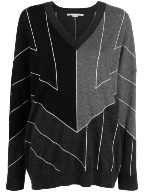 stripe-print V-neck jumper
