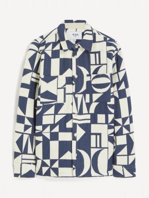 Wax London Otto Blue-Ecru Quilted Jacquard Overshirt