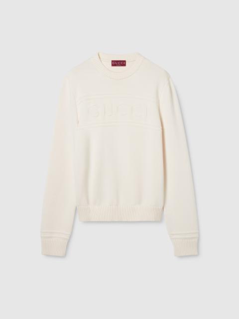 GUCCI Knit cotton wool sweater with intarsia