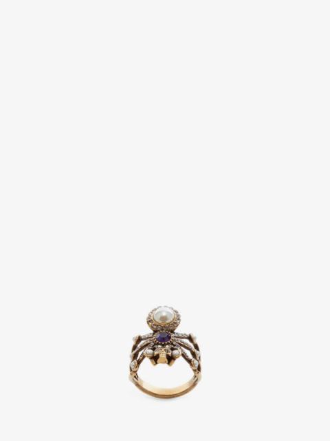 Alexander McQueen Spider Ring in Antique Gold