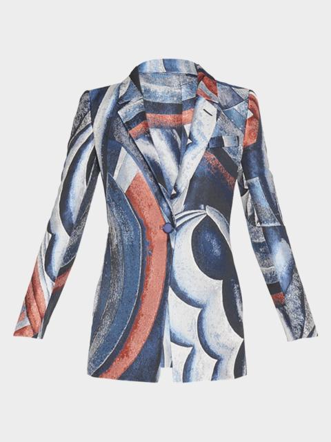 GIORGIO ARMANI Geometric Jacquard Single-Breasted Blazer