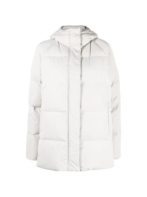 quilted-finish hooded coat