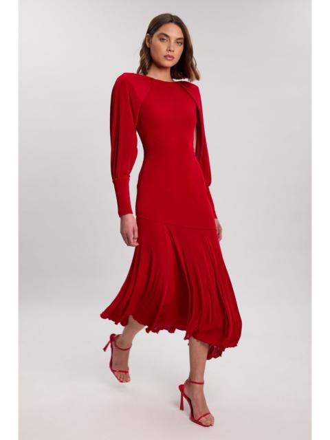 KAREN MILLEN Drapey Crepe V Neck Back Sleeved Maxi Dress