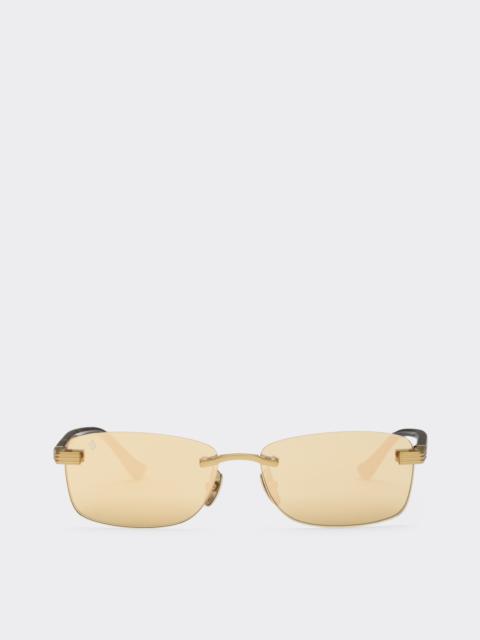 Ferrari Ferrari sunglasses in matte gold titanium and acetate with transparent gold mirrored lenses