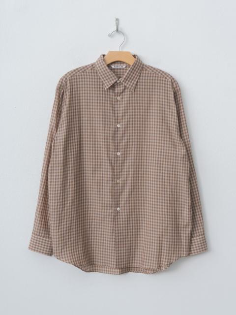 AURALEE Airy Light Cotton Check Shirt - Brown Gingham Check