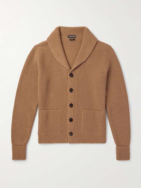 Slim-Fit Shawl-Collar Ribbed Cashmere Cardigan