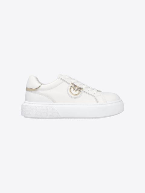 PINKO LEATHER SNEAKERS WITH LOVE BIRDS PLAQUE