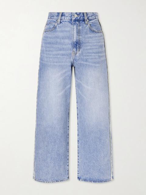 FRAME Crochet Bow Crop High-rise Wide-leg Jeans