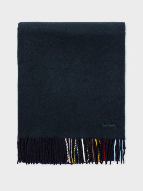 Paul Smith Navy Artist Stripe Edge Wool-Cashmere Blanket