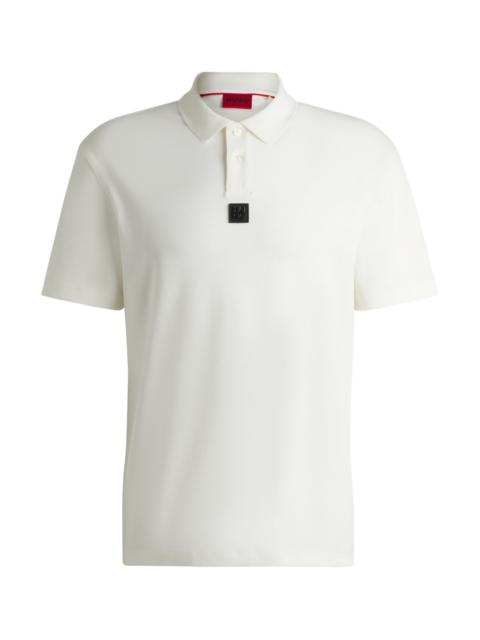 HUGO INTERLOCK-COTTON POLO SHIRT WITH STACKED LOGO