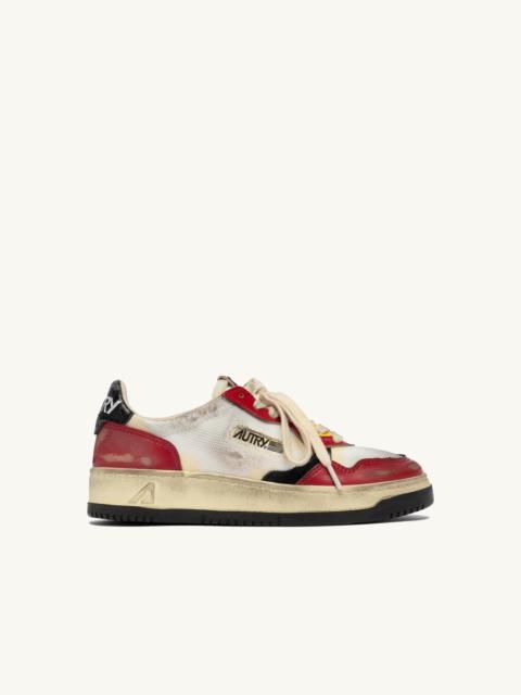 MEDALIST LOW SUPER VINTAGE SNEAKERS IN RED LEATHER AND WHITE MESH