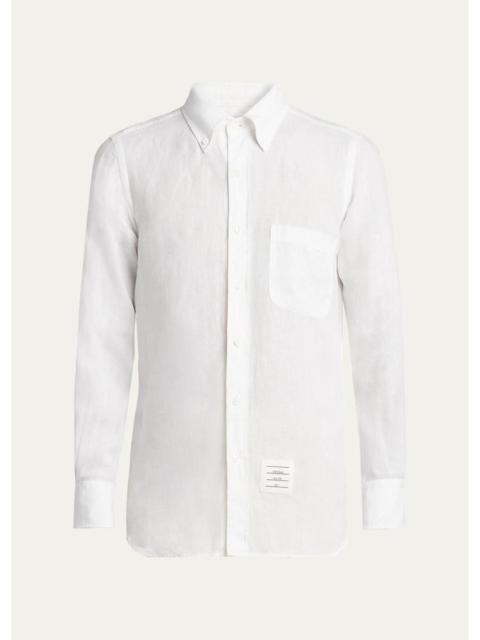 Thom Browne Men's Linen Garment Dyed Button-Down Shirt