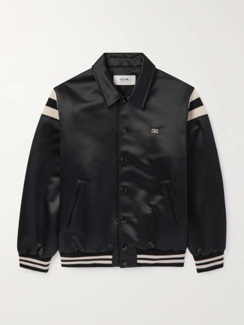 Teddy Logo-Embroidered Satin Varsity Jacket