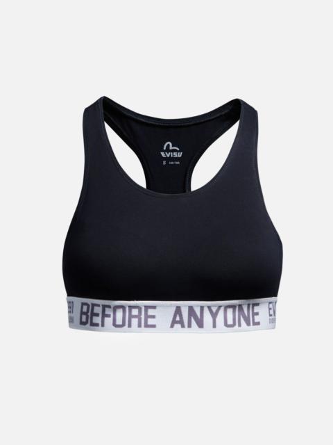 EVISU SLOGAN JACQUARD-TRIMMED STRETCH SPORTS BRA