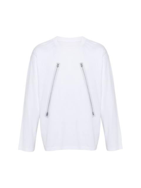 zipper-print cotton T-shirt