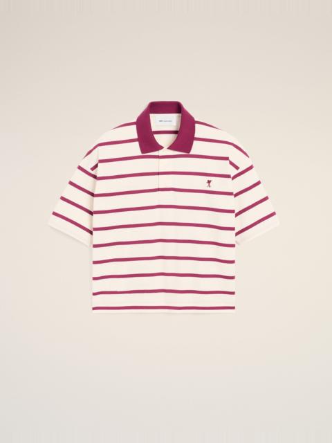 AMI Paris WHITE COTTON POLO WITH AMI DE COEUR ARROW