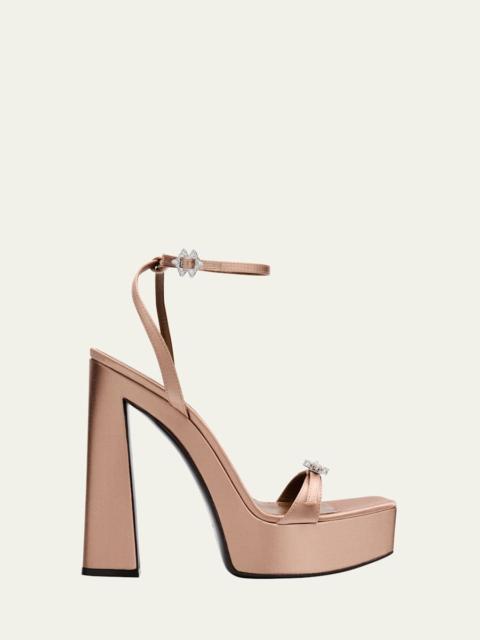 Giuseppe Zanotti Silk Crystal-Buckle Platform Sandals