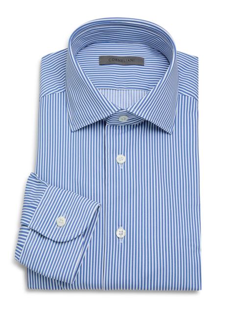 CORNELIANI Men's Striped Performance Stretch-Nylon Shirt - French Blue Stripe