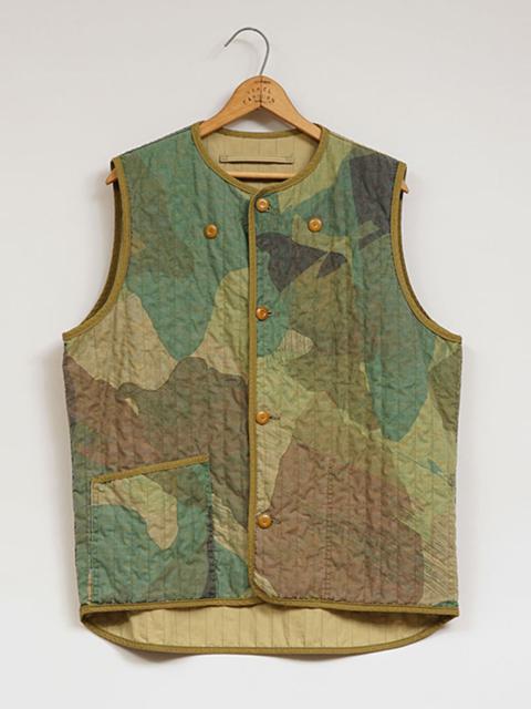 Nigel Cabourn Army Vest Reversible Fade Camo in Green