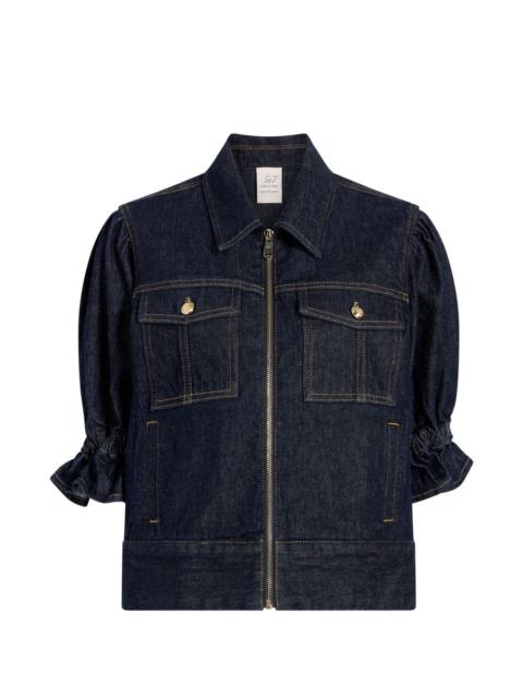 Cinq à Sept Holly ruffled puff-sleeve denim jacket